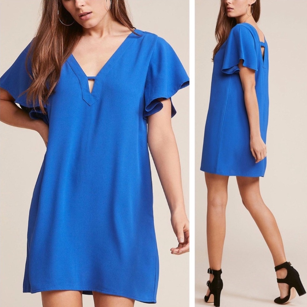 NWT Jack by BB Dakota Flutter Short Sleeves Shift Dress Blue Sz M